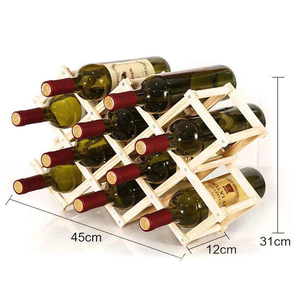 Portabottiglie Vino in legno Naturale Pieghevole Fisarmonica 10 Bottiglie