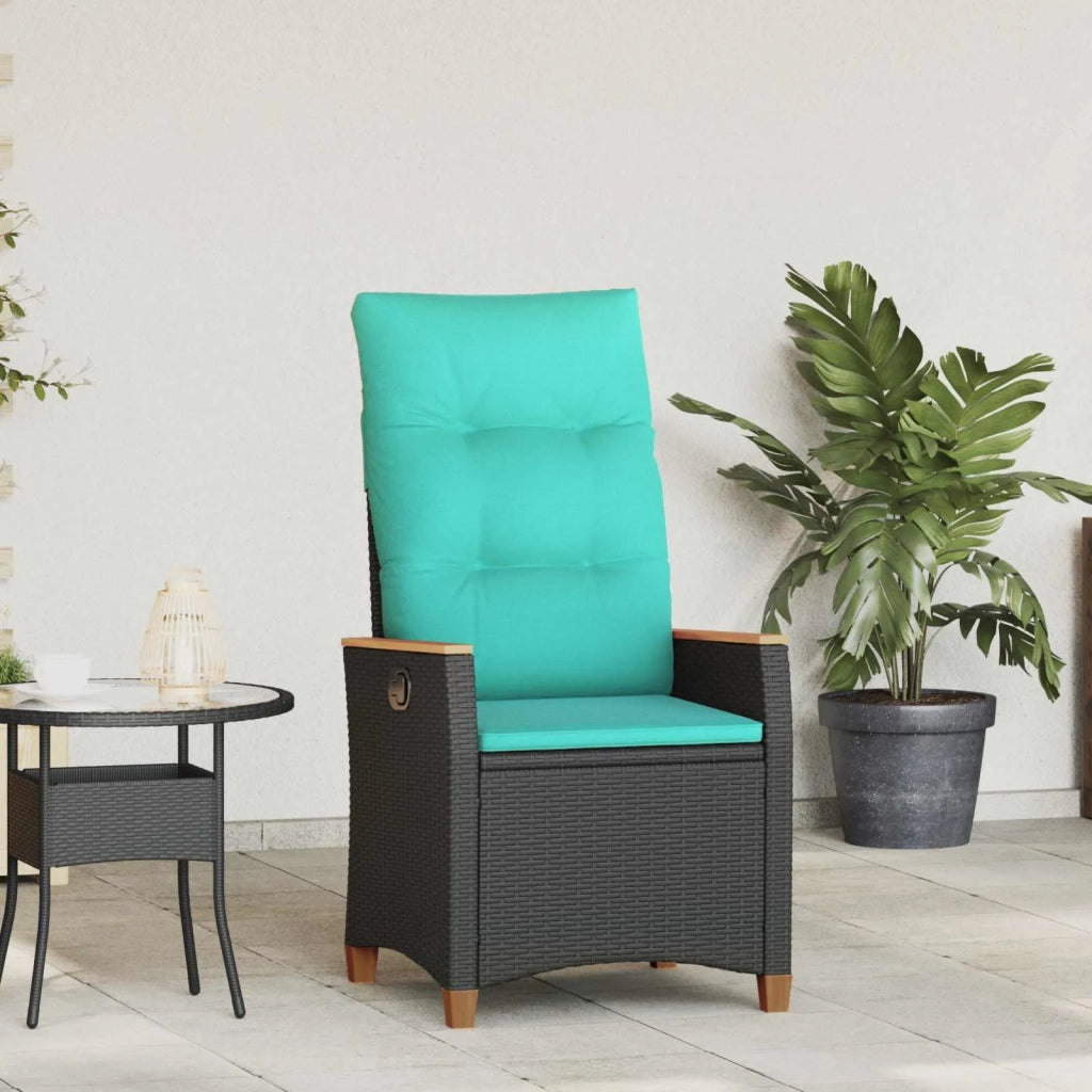 Sedia da Giardino | Sedie da Esterno reclinabile Nero e Turchese polyrattan