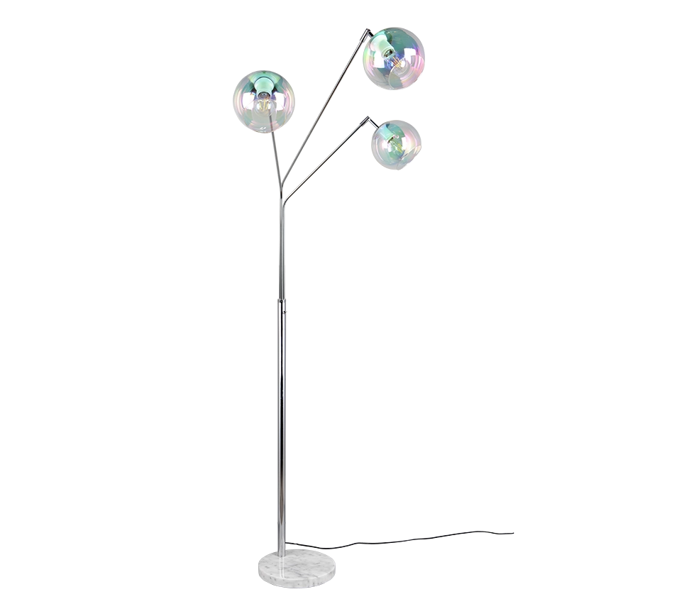 Piantana 3 diffusori, metallo e vetro, cromo, H200 cm, Paxton