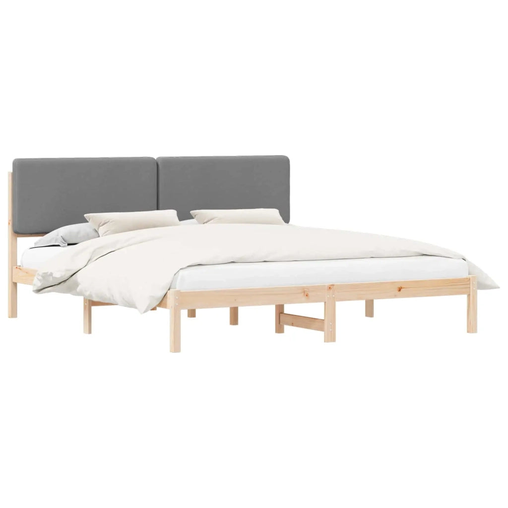 Letto con Testiera Rivestita Grigio chiaro 200 x 200 cm