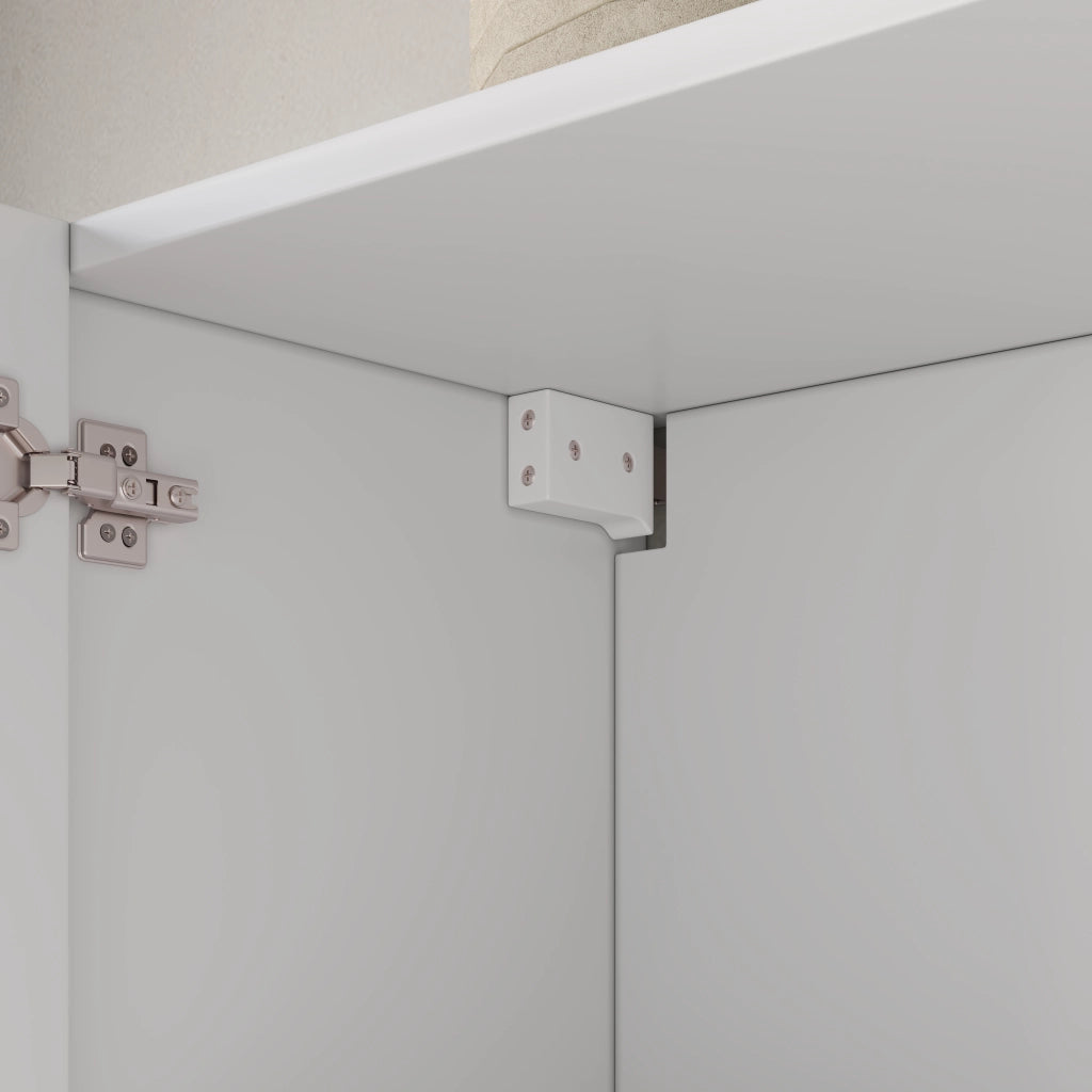 Mobile contenitore pensile con 3 ante; design a doghe ondulate e maniglie dorate; per cucina e bagno; 90×29×60 cm
