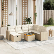 Set Divano da Giardino 8 pz con Cuscini Beige in Polyrattan 3264852