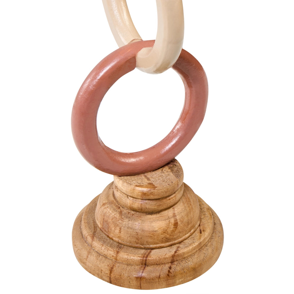 Portacandele in legno di pino multicolore con piastra in metallo per candele a colonna