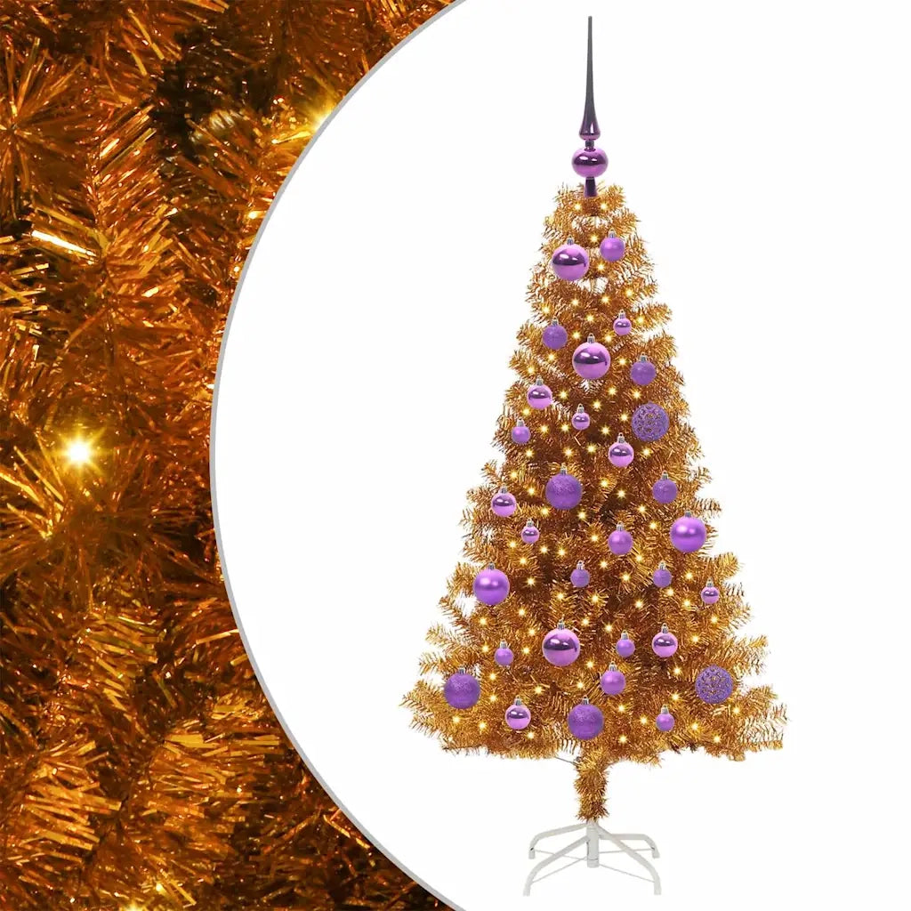 Albero di Natale con 150 LED con supporto Oro 120 cm PET 3396609