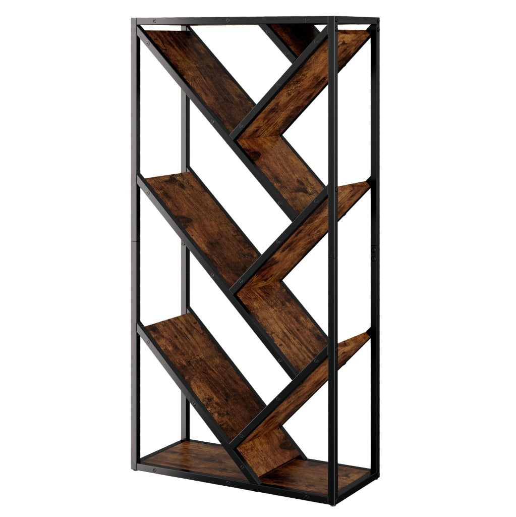 Libreria a forma di albero 80 x 35 x 160 cm in MDF e metallo; nero e marrone vintage
