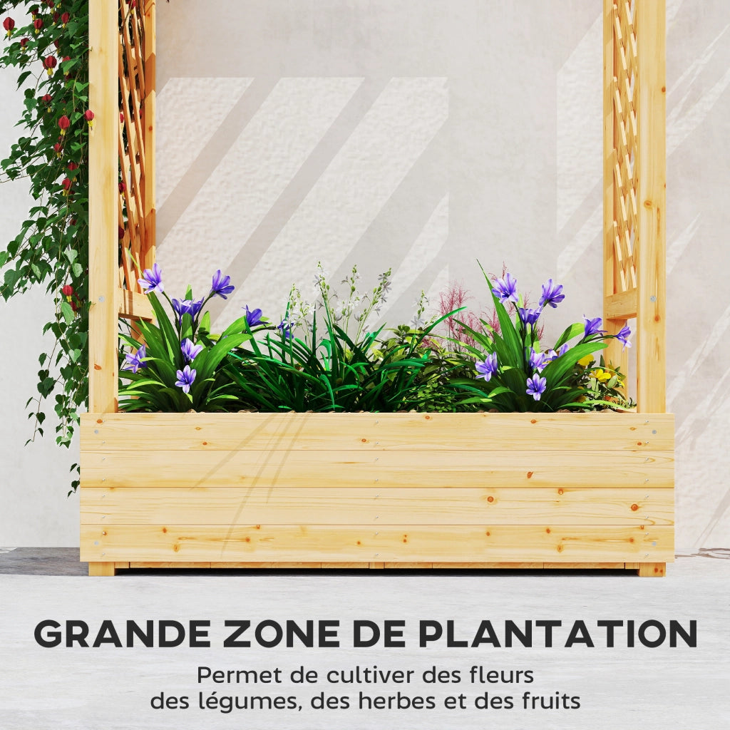 Fioriera da Giardino con Griglia ¨C Minimal ¨C Legno Naturale 110x44x113cm