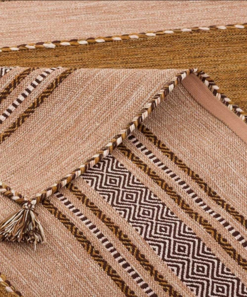 Tappeto ANTIQUE KILIM CUOIO cm.120x180 tessuto a mano in cotone e ciniglia