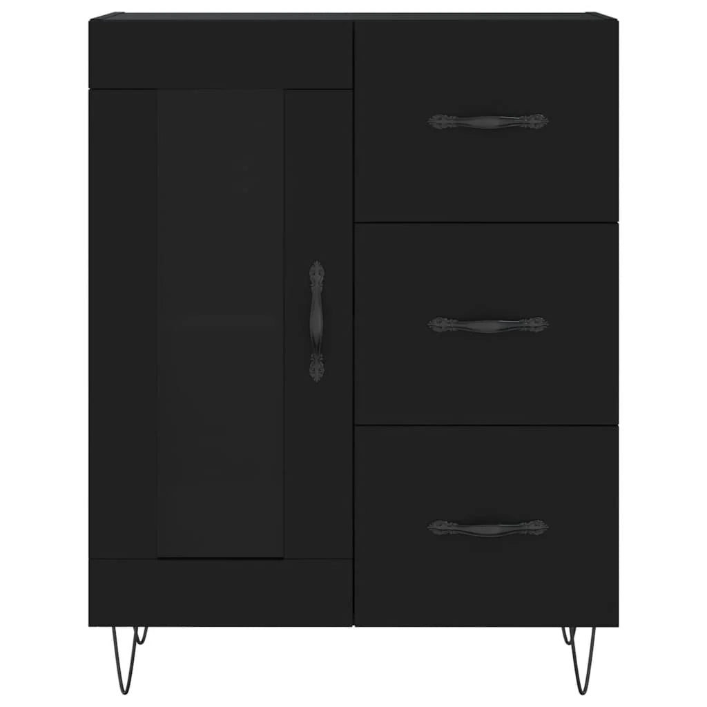 Buffet credenza cassettiera mobiletto mobile contenitore organizer cucina soggiorno salotto alto 69,5 x 34 x 180 cm legno ingegnerizzato nero 02_0035005
