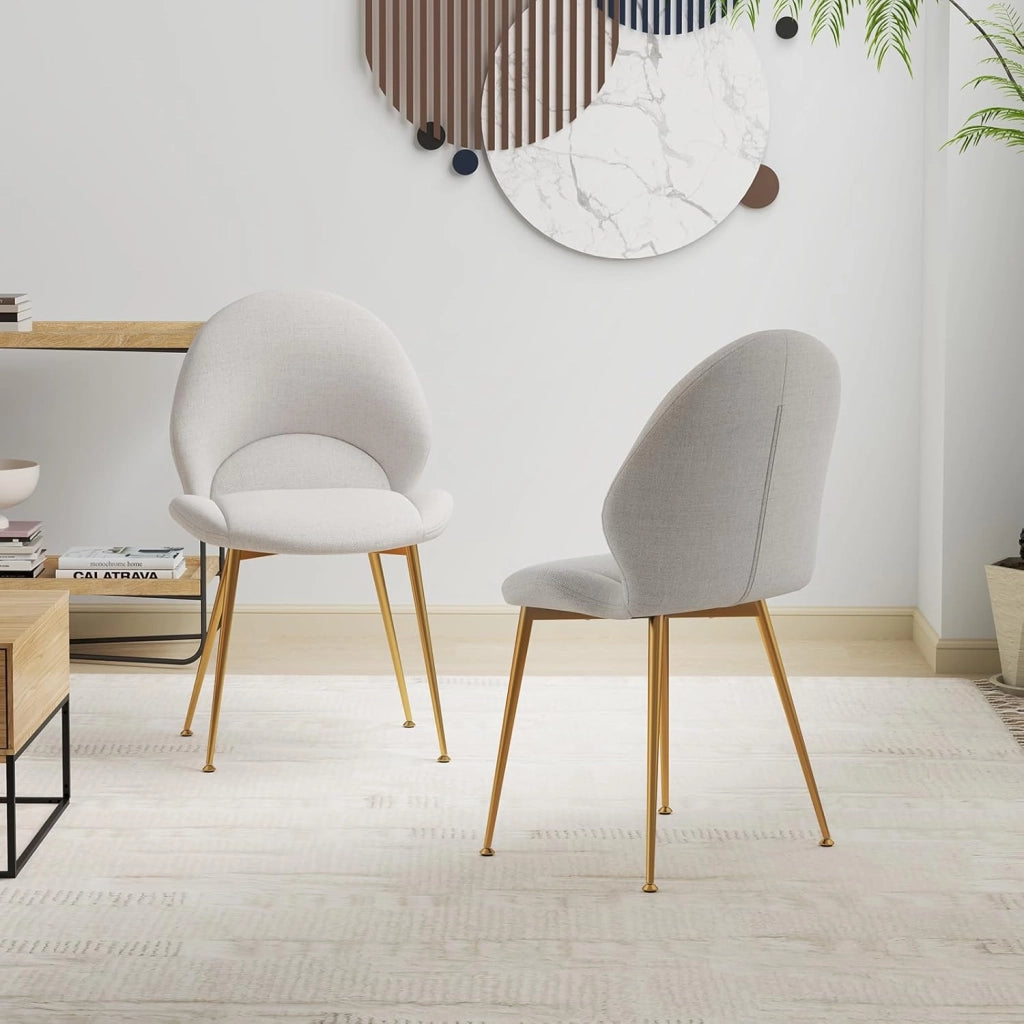 Set di 2 Sedie Imbottite per Sala Pranzo, Sedia per Cucina con Gambe in Legno, Sedia Moderna Comfortevole con Schienale a Curvo e Piedini Regolabili, per Soggiorno, Capacità di 150 kg, Grigio