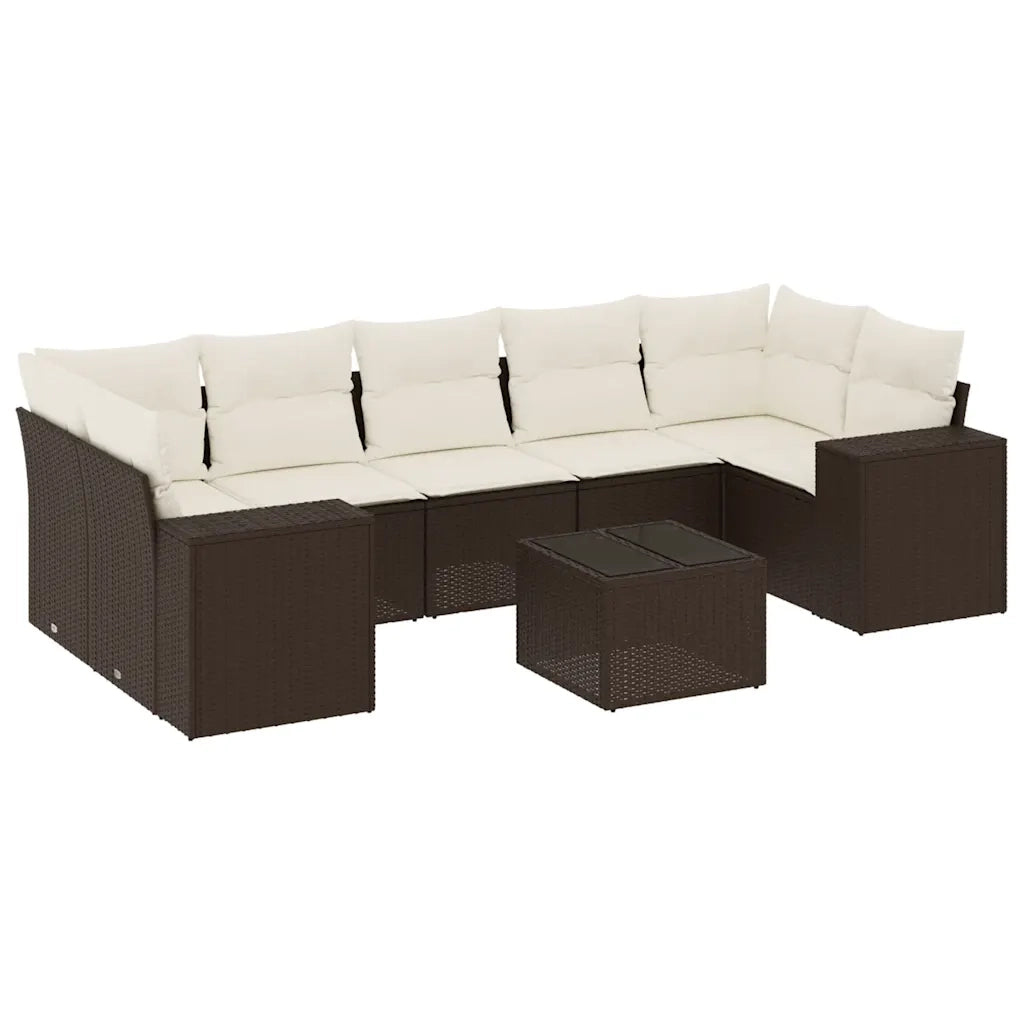Set Divani da Giardino 8 pz con Cuscini Marrone in Polyrattan 3254680