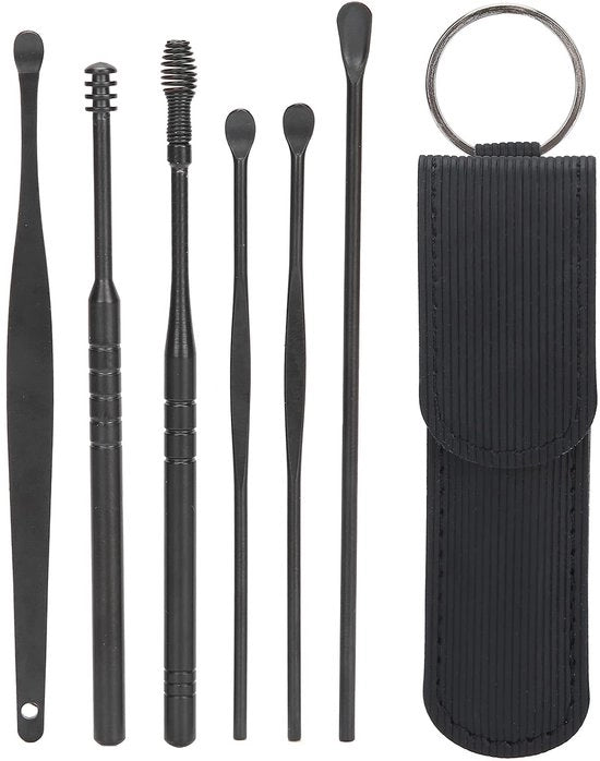 Set di rimozione cerume professionale - rimozione cerume - acciaio inossidabile - borsa portatile - disegno a spirale - duraturo e facile da pulire - pulitore cerume