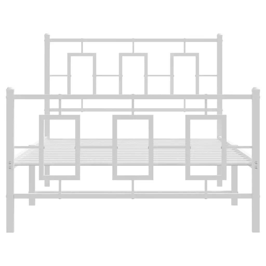 Giroletto con Testiera e Pediera Metallo Bianco 100x200 cm 374303