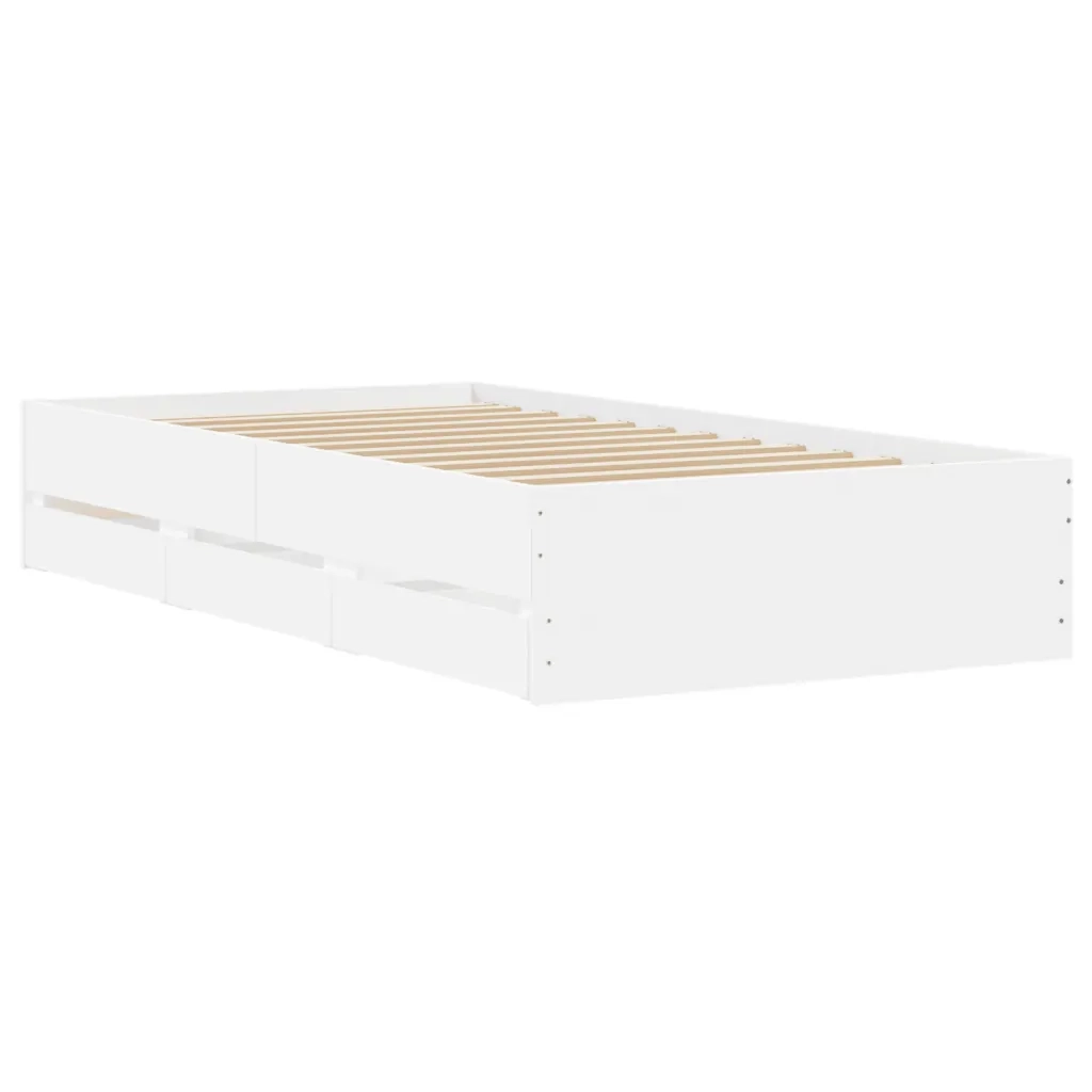 Giroletto con Cassetti Bianco 90x190 cm in Legno Multistrato 3207322