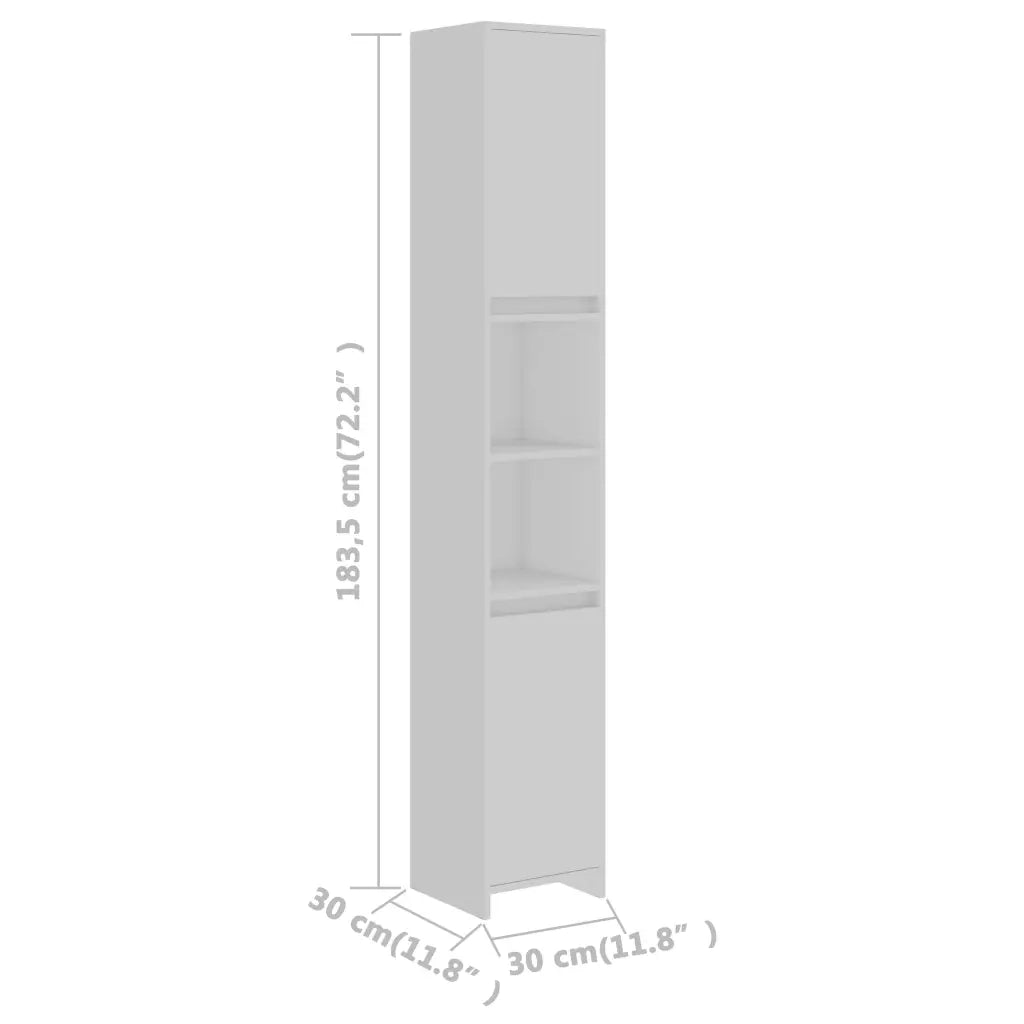Mobile da Bagno Bianco 30x30x183,5 cm in Legno Multistrato 802669
