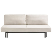Divano letto bianco sporco Rivestimento in tessuto nero Gambe in ferro Funzione letto Cuscini dello schienale senza braccioli con fodere sfoderabili