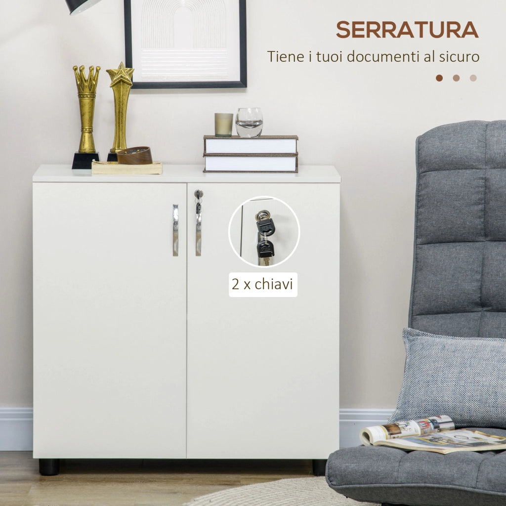 Armadio da Ufficio con 2 Ante e Serratura ¨C Zephmum ¨C Bianco 80x40x80 cm