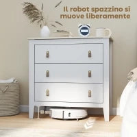 Cassettiera per Camera da Letto a 3 Cassetti con Maniglie in Finta Pelle, 80x40x78.5 cm, Bianco