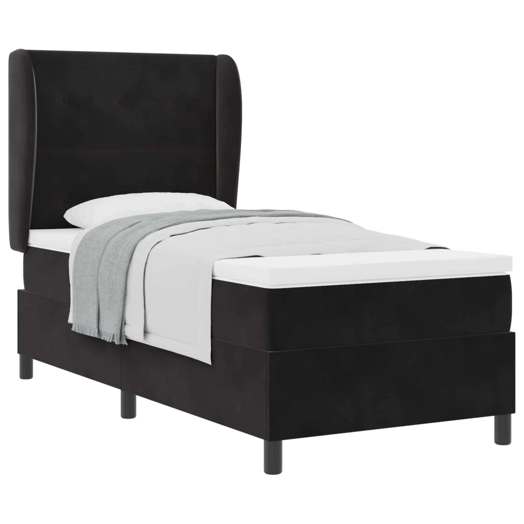 Letto a molle con materasso Nero 190 x 90 cm Velluto 3340906