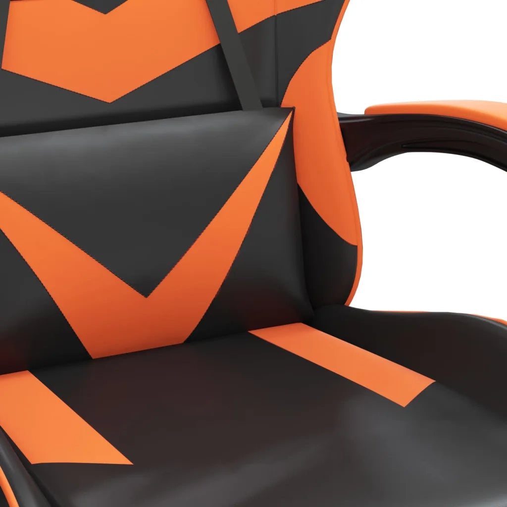 Sedia da Gaming Girevole Poggiapiedi Nero Arancione Similpelle 349561
