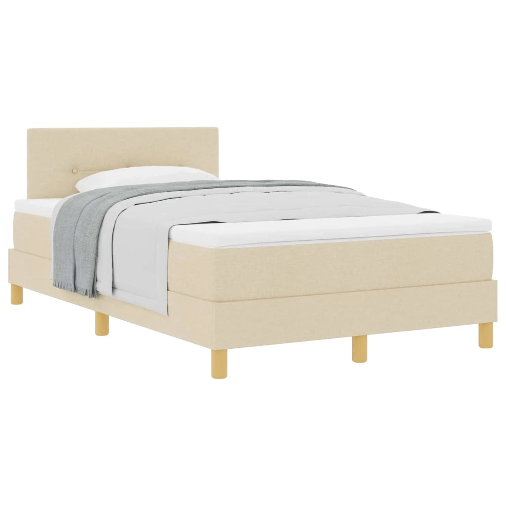 Letto a molle con materasso Crema 120 x 190 cm Tessuto 3338907