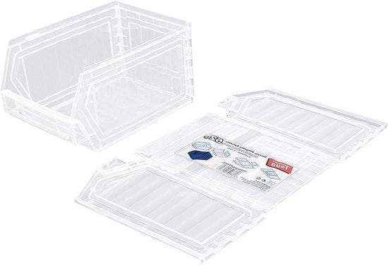 Set di 5 pezzi. Cassetti di archiviazione in plastica trasparente pieghevoli e stivabili nr. 53P - Set a 5 cassetti di archiviazione 236 x 160 x 130 mm