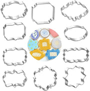Set di stampi per biscotti in forma di biscotto, 10 pezzi, con cornice per fondant, in acciaio inossidabile.