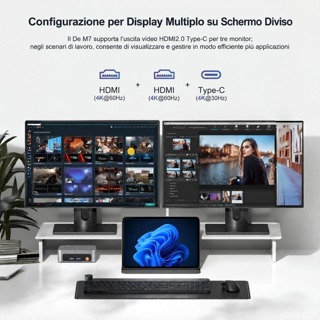 Mini PC ¨C AMD Ryzen 5 7430U (Ryzen 5) ¨C 16 GB DDR4 ¨C SSD M.2 da 512 GB ¨C Windows 11 Pro ¨C WiFi 6 ¨C BT 5.2 ¨C Doppia porta HDMI 2.0 ¨C Argento, scocca interamente in metallo