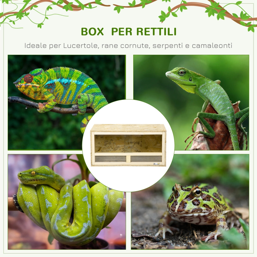 Terrario per Rettili in Legno con Porte Vetro Scorrevoli ¨C Zephmum ¨C 60x29.5x29.5cm