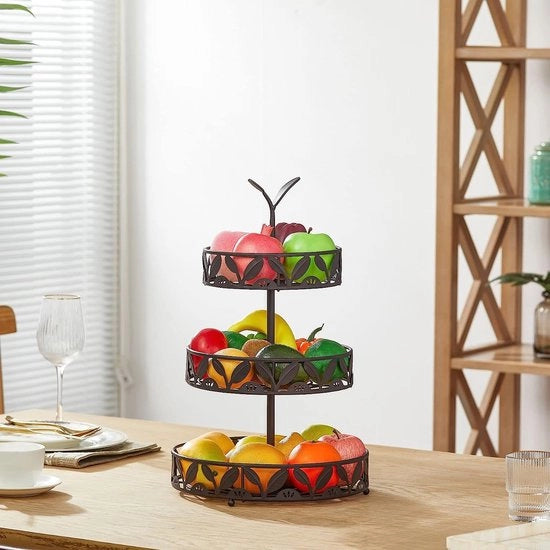 Tre Livello Fruitiera per Cucina - Contenitore per Fruiti per Cucina Sopra il Bancone - Sostituisibile Supporto per Piatti per Fruiti