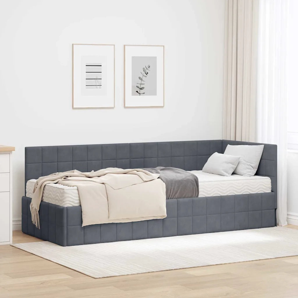 Struttura Letto Angolare con Materasso 2 pz-Giroletto con materasso Grigio Velluto 966099