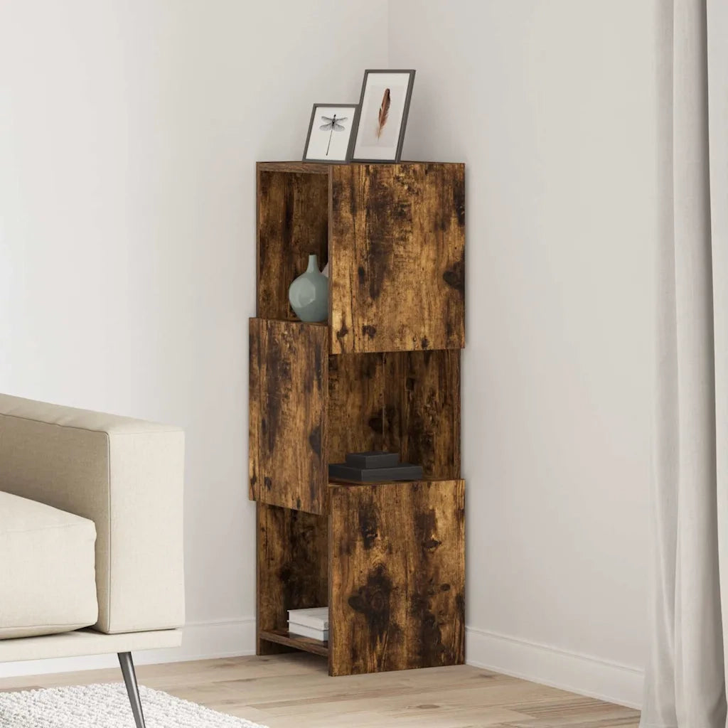 Mobile angolare 30,5x30x95cm Legno ingegnerizzato Rovere fumé 889833