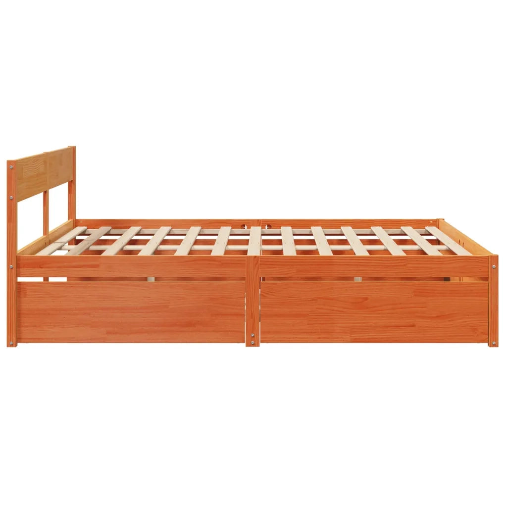 Letto senza Materasso Marrone Cera 180x200 cm in Legno di Pino
