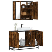 vidaXL Set Mobili da Bagno 2 pz Rovere Fumo in Legno Multistrato