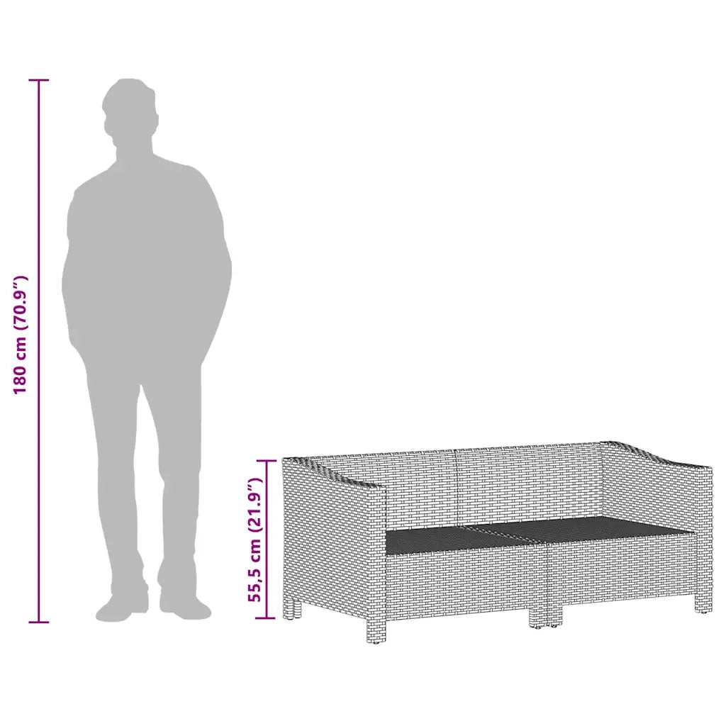 Set da giardino 2 pz | Set Salotto da Giardino con cuscini grigio in polyrattan
