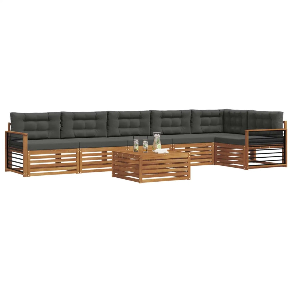 Set di divani da esterno con cuscino 7 pcs Naturale e Antracite
