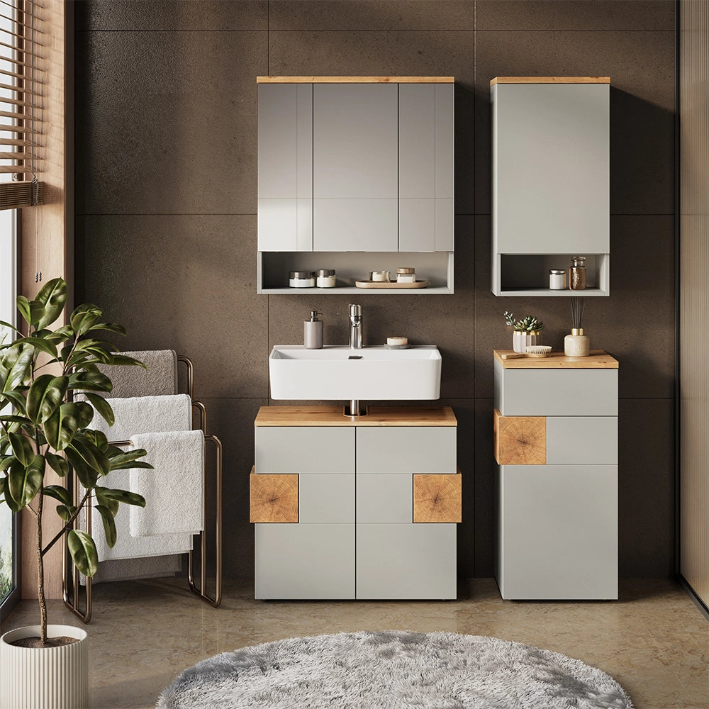 Vicco Set di mobili da bagno Grigio/Artisan 4 parti