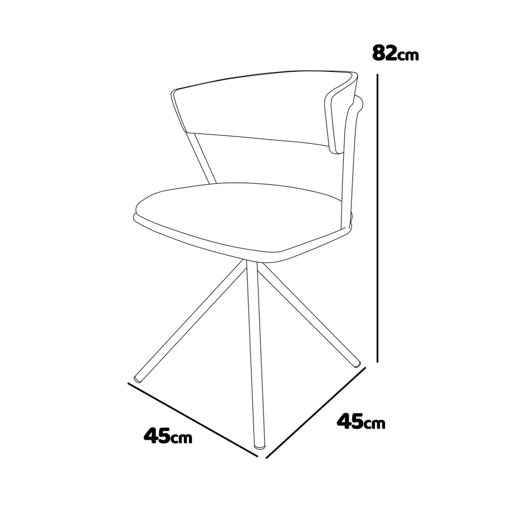Seul - Set di 2 sedie di design in metallo, schienale in legno massello e seduta in tessuto, girevole 360°