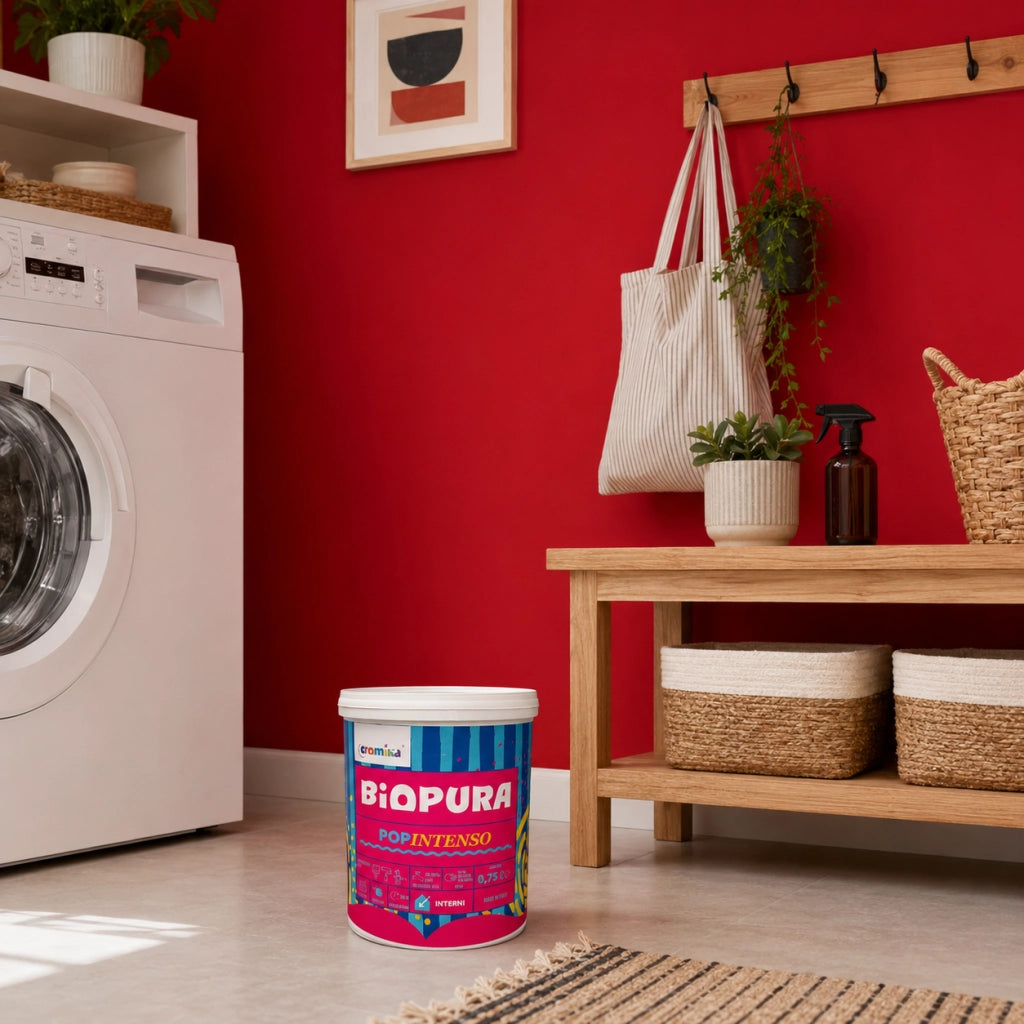Popintenso palestra e decori interni pittura murale lavabile e coprente cromika *** formato 0,750 lt, colore- rosso m...