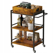 Carrello da cucina con vassoio rimovibile, marrone, stile vintage/retrò/loft, su ruote, 86 cm