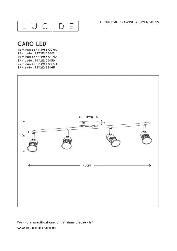 Lucide CARO plafoniera 4 spot GU10 LED 2700K cromo