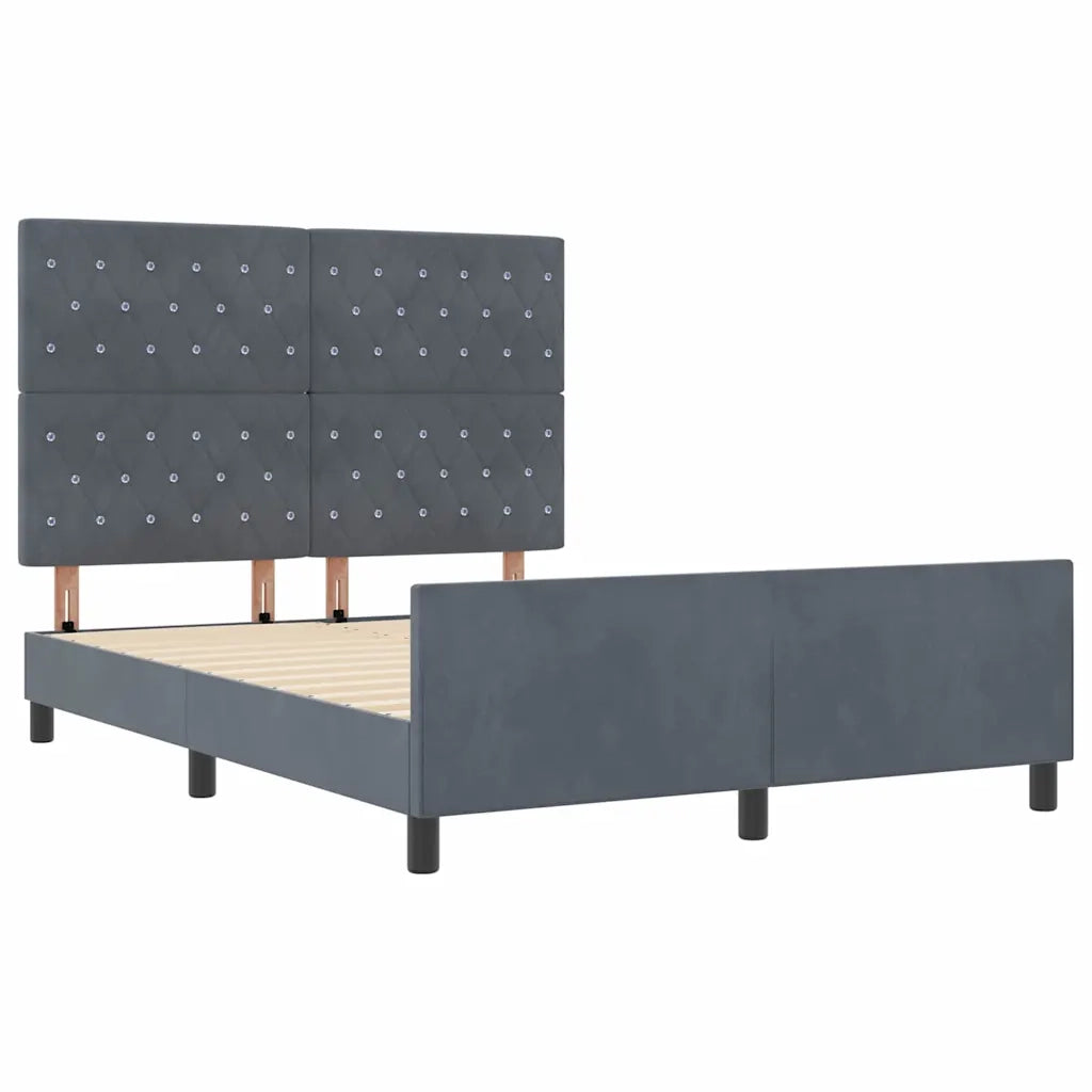 Letto a molle con testiera-Rete con Testiera Grigio scuro 160 x 200 cm Velluto