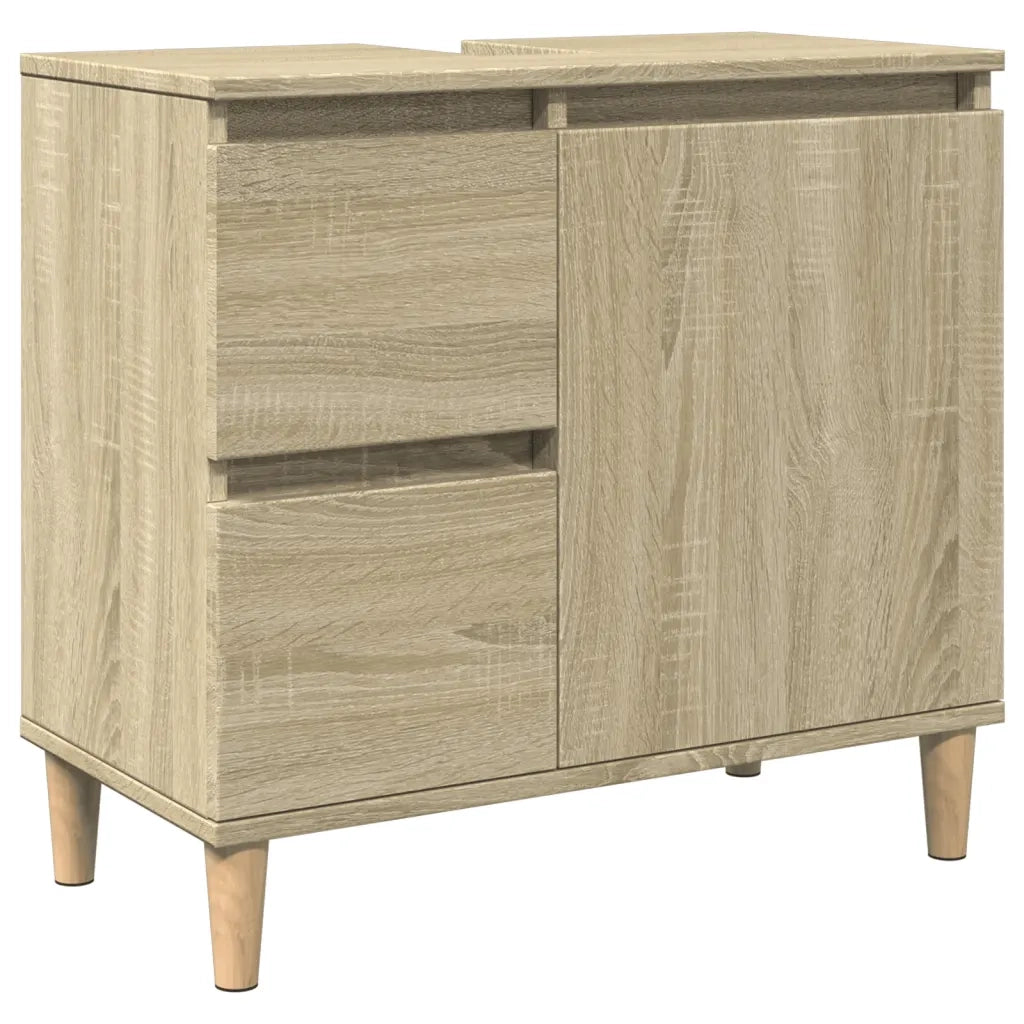 Set Mobili da Bagno | Armadio da bagno 3 pz Rovere Sonoma in Legno Multistrato