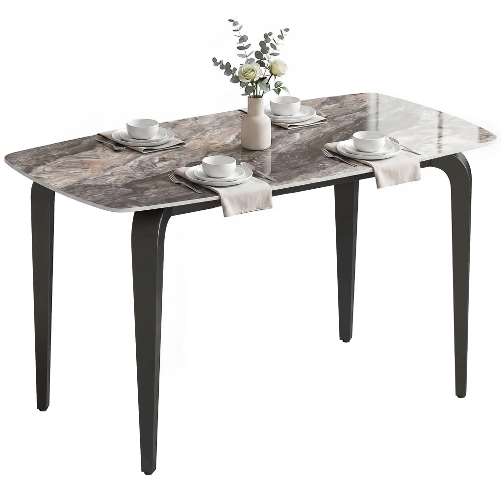 Tavolo da Pranzo Moderno ¨C zephmum ¨C Pietra Sinterizzata, Marrone, 130x70 cm