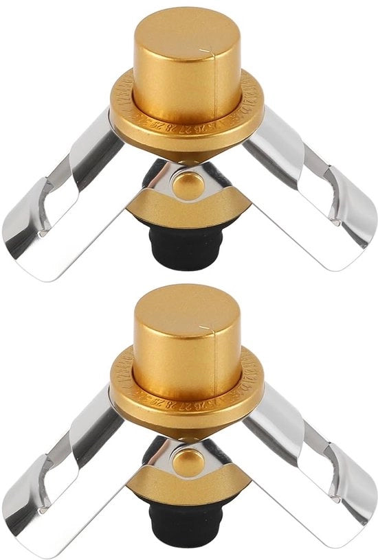 Stopper per champagne 2 pezzi - RVS - vuoto - pompa - vino spumante - silicone - 5,7 cm x 3,8 cm - tappo per champagne