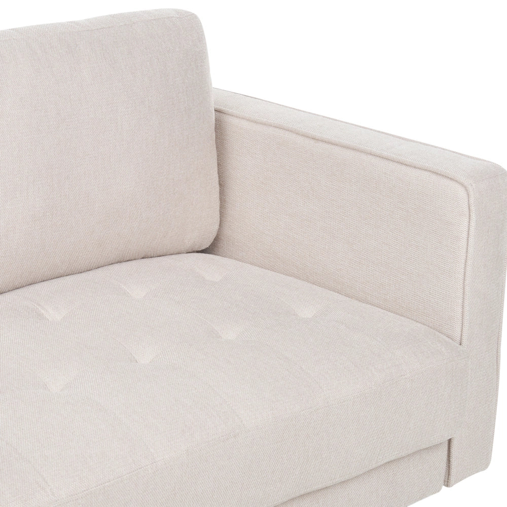 Divano retrò a 2 posti Imbottito in tessuto beige con schienale imbottito stile retrò soggiorno