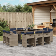 Set da pranzo da giardino da 11 pz con Cuscini in Polyrattan Grigio 3277980