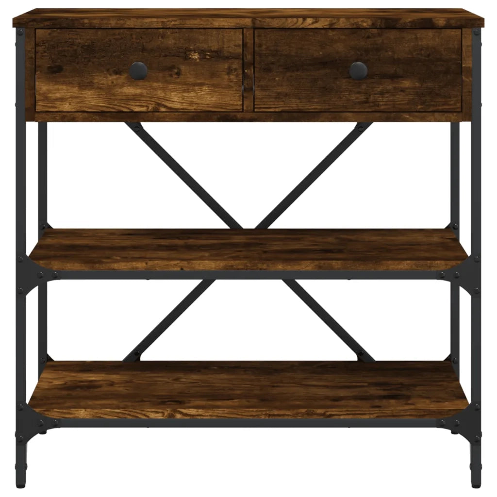Tavolino Consolle | Tavolo d'Ingresso Rovere Fumo 75x34,5x75cm Legno Multistrato