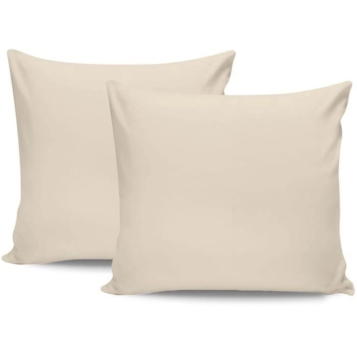 Completo letto - 1 copripiumino 220 x 240 cm + 2 federe 60 x 60 cm - 100% raso di cotone - Crema