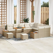 Set Divano da Giardino con cuscino 12 pcs Beige Poly Rattan 3364906