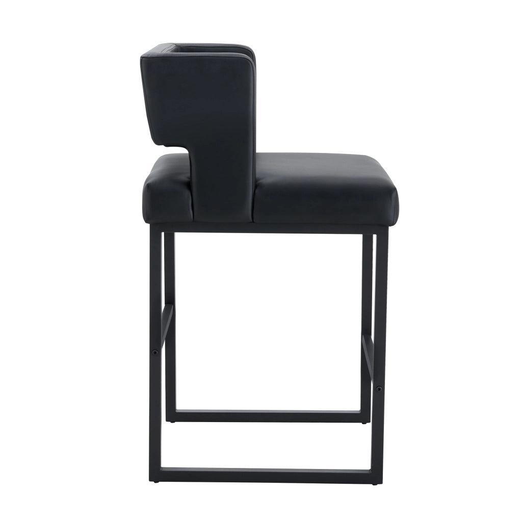 Sgabello da bar 1 posto con seduta imbottita, gambe in metallo, in pelle PU, nero